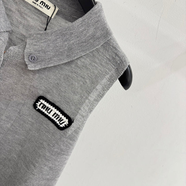 MIUMIU 26S SLEEVELESS KNIT POLO TOP STYLE 1070