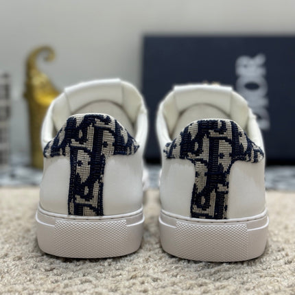 CD LOW TOP BASIC SNEAKER WHITE AND COBALT CALFSKIN