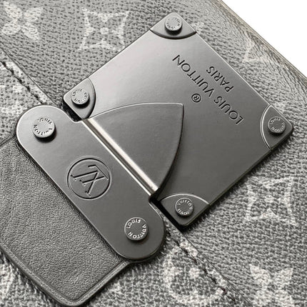 LV 26S S LOCK CROSSBODY BAG 22 IN CHARCOAL GRAY EMBOSSED TAURILLON LEATHER