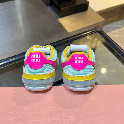 MIUMIU 26S SNEAKERS IN MULTICOLOR FABRIC AND SUEDE