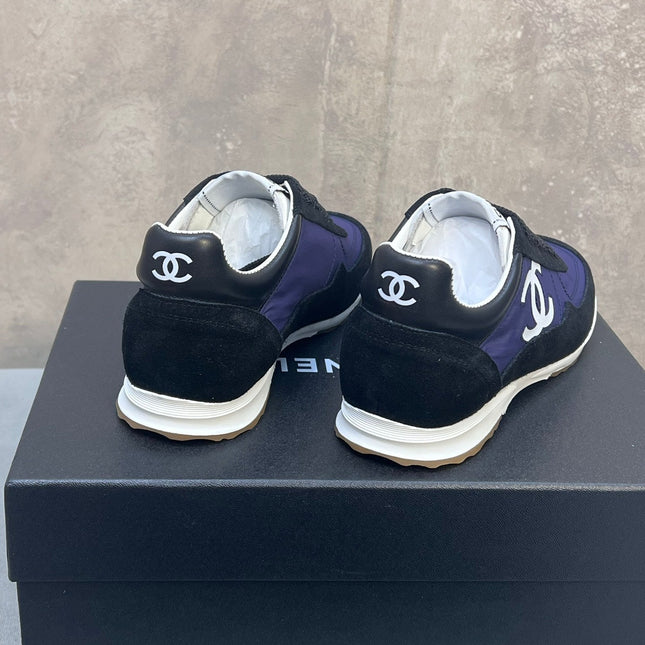 CHANEL 26S RUNNING SNEAKERS IN BLACK PURPLE MIX MATERIAL CC LOGO