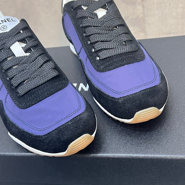 CHANEL 26S RUNNING SNEAKERS IN BLACK PURPLE MIX MATERIAL CC LOGO