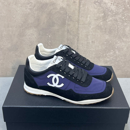 CHANEL 26S RUNNING SNEAKERS IN BLACK PURPLE MIX MATERIAL CC LOGO