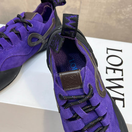 LOEWE 26S LACE UP SNEAKERS IN ROYAL PURPLE SUEDE AND RUBBER SOLE