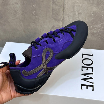 LOEWE 26S LACE UP SNEAKERS IN ROYAL PURPLE SUEDE AND RUBBER SOLE