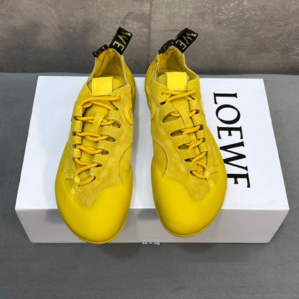 LOEWE 26S LACE UP SNEAKERS IN YELLOW SUEDE AND RUBBER SOLE