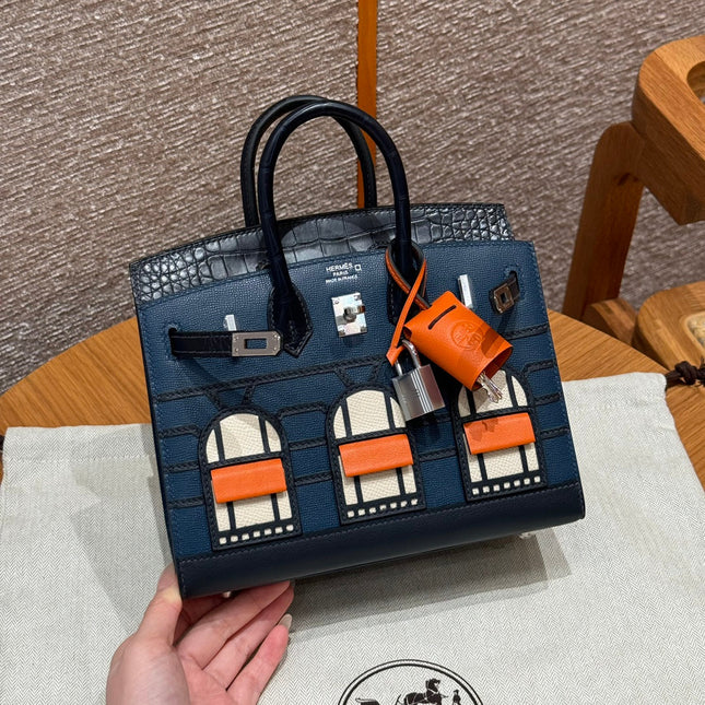 BIRKIN FAUBOURG TOUCH 20 IN NAVY BLUE CALFSKIN WITH SILVER HARDWARE