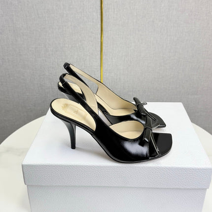 DIOR 26S HIGH-HEEL BACK-STRAP SHOES IN BLACK CALFSKIN