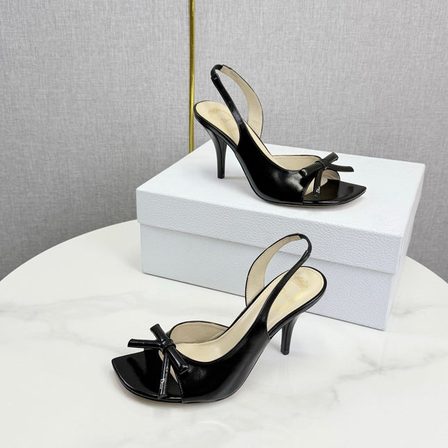 DIOR 26S HIGH-HEEL BACK-STRAP SHOES IN BLACK CALFSKIN