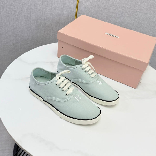 MIUMIU 26S SNEAKER IN LIGHT BLUE FABRIC