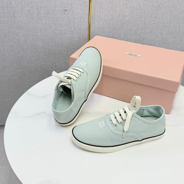 MIUMIU 26S SNEAKER IN LIGHT BLUE FABRIC