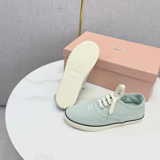 MIUMIU 26S SNEAKER IN LIGHT BLUE FABRIC