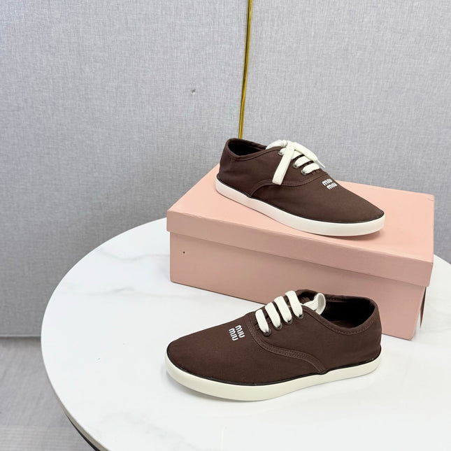 MIUMIU 26S SNEAKER IN DRAK BROWN FABRIC