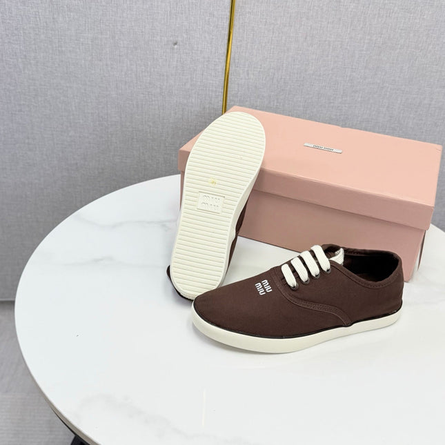 MIUMIU 26S SNEAKER IN DRAK BROWN FABRIC