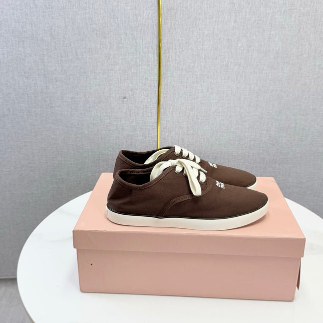 MIUMIU 26S SNEAKER IN DRAK BROWN FABRIC
