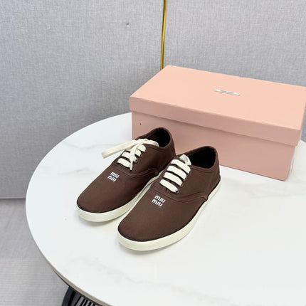 MIUMIU 26S SNEAKER IN DRAK BROWN FABRIC