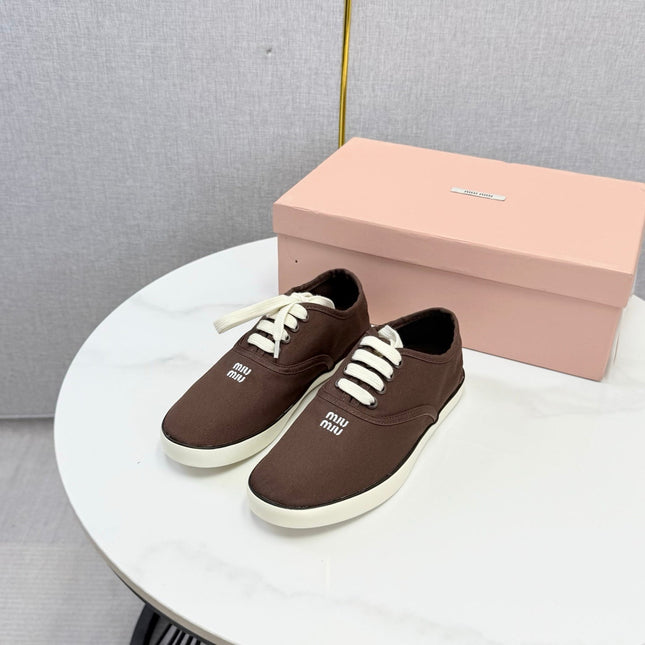 MIUMIU 26S SNEAKER IN DRAK BROWN FABRIC