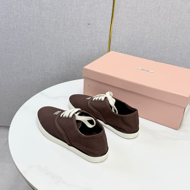 MIUMIU 26S SNEAKER IN DRAK BROWN FABRIC
