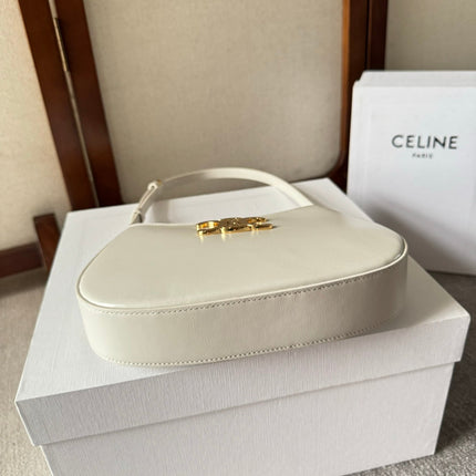 CELINE 26S TILLY BAG 22 IN WHITE CALFSKIN WITH GOLD HARDWARE
