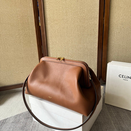 CELINE 26S DOCTOR'S POUCH HANDBAG 35 IN BROWN CALFSKIN