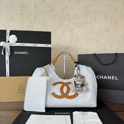 CHANEL 26S TOTE BAG 44 IN WHITE DENIM