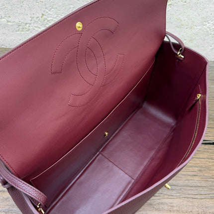CHANEL 26S SHOULDER BAG 40 IN BURGUNDY LAMBSKIN GRAINED