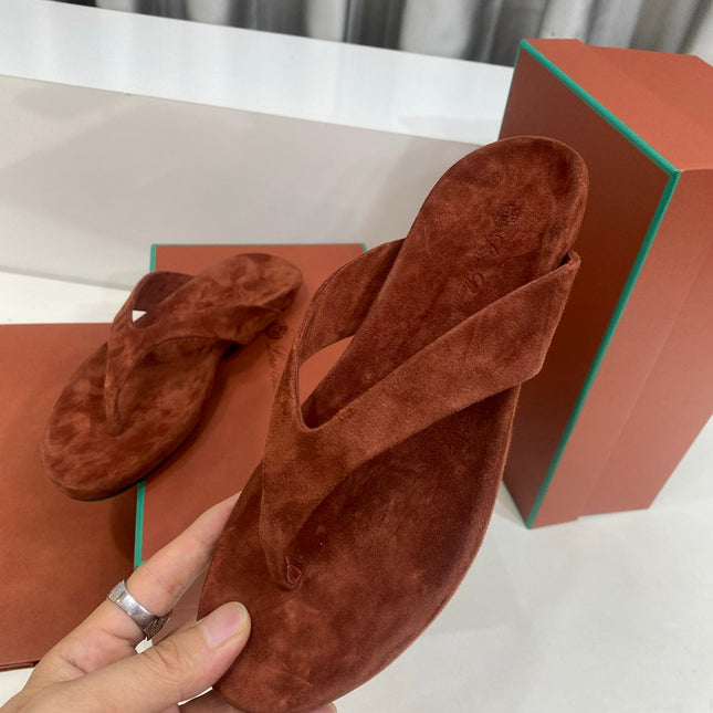 LP 26S THONG SANDALS IN DARK BROWN SUEDE