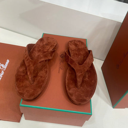LP 26S THONG SANDALS IN DARK BROWN SUEDE