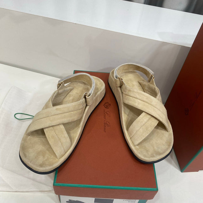 LP 26S CROSS-STRAP SANDALS IN BEIGE SUEDE