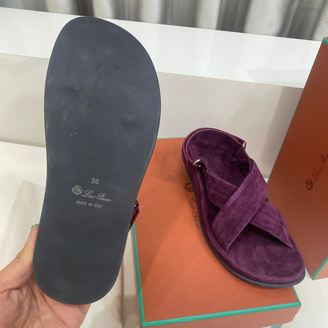 LP 26S CROSS-STRAP SANDALS IN DARK PURPLE SUEDE