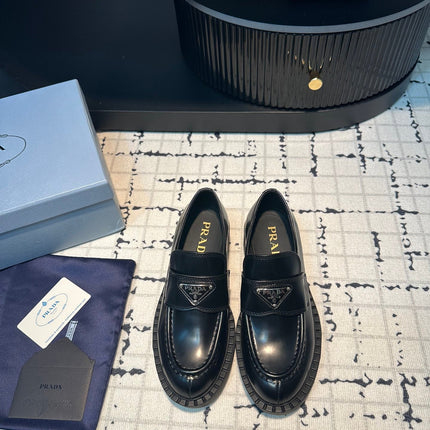 PRA SCHOCOLATE BRUSHED LOAFERS BLACK CALFSKIN