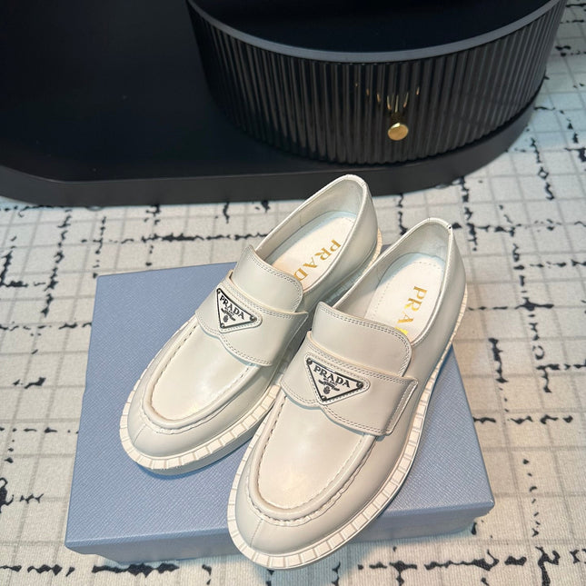 PRA SCHOCOLATE BRUSHED LOAFERS WHITE CALFSKIN