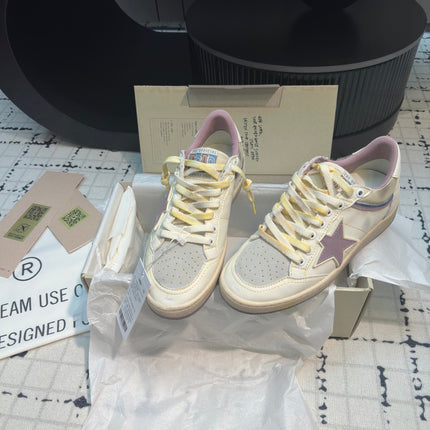BALL STAR SNEAKERS WHITE CALFSKIN WITH HURRICANE PURPLE STAR