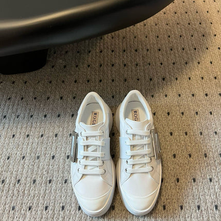 VIV' SKATE SNEAKERS IN WHITE SMOOTH CALFSKIN SILVER BUCKLE