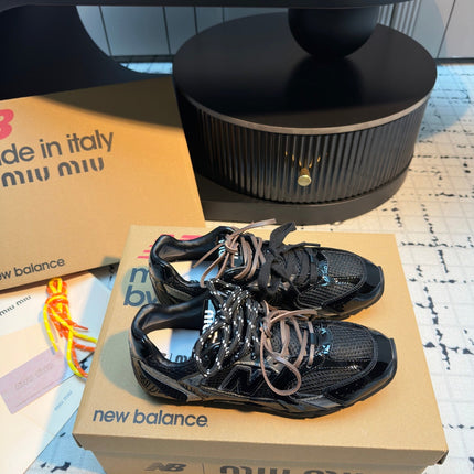 MIUMIU 26S RUNNING SNEAKERS IN BLACK CALFSKIN AND MESH RUBBER SOLE