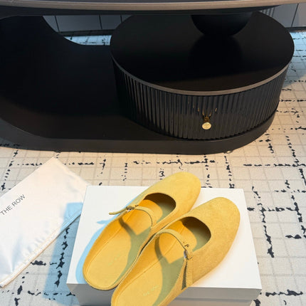 THE ROW 26S MARY JANE MULES 20MM IN YELLOW SUEDE