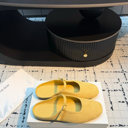 THE ROW 26S MARY JANE MULES 20MM IN YELLOW SUEDE