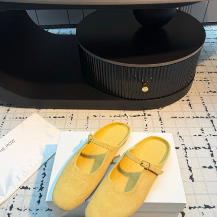 THE ROW 26S MARY JANE MULES 20MM IN YELLOW SUEDE
