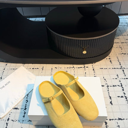 THE ROW 26S MARY JANE MULES 20MM IN YELLOW SUEDE