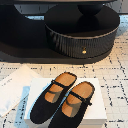 THE ROW 26S MARY JANE MULES 20MM IN BLACK SUEDE