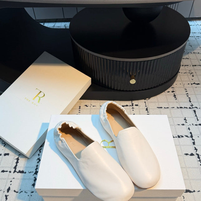 THE ROW 26S LOAFERS IN WHITE CALFSKIN