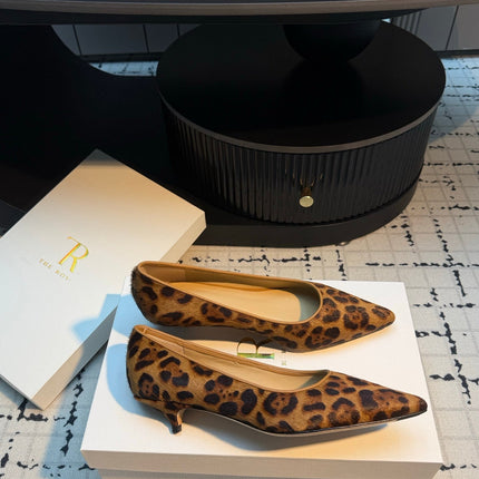 THE ROW 26S POINTED TOE HIGH HEELS 35MM IN BROWN SPOTTED CALF HAIR