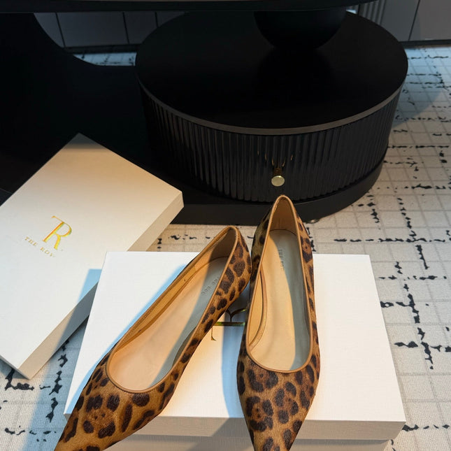 THE ROW 26S POINTED TOE HIGH HEELS 35MM IN BROWN SPOTTED CALF HAIR