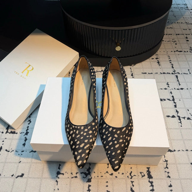 THE ROW 26S POINTED TOE HIGH HEELS 35MM IN BLACK SPOTTED CALF HAIR