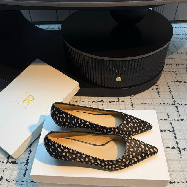 THE ROW 26S POINTED TOE HIGH HEELS 35MM IN BLACK SPOTTED CALF HAIR