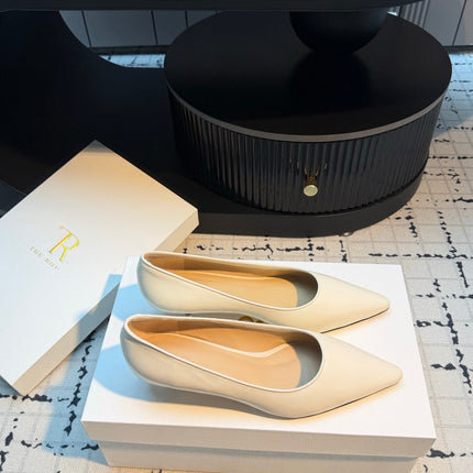 THE ROW 26S POINTED TOE HIGH HEELS 35MM IN IVORY WHITE CALFSKIN