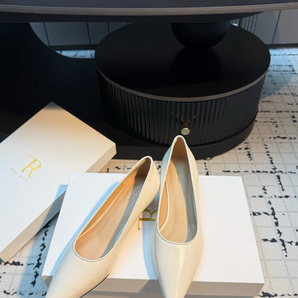 THE ROW 26S POINTED TOE HIGH HEELS 35MM IN IVORY WHITE CALFSKIN