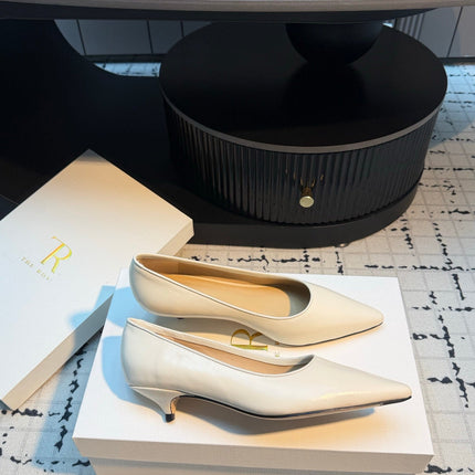 THE ROW 26S POINTED TOE HIGH HEELS 35MM IN IVORY WHITE CALFSKIN