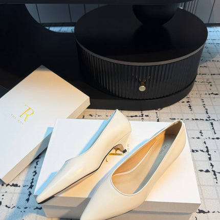 THE ROW 26S POINTED TOE HIGH HEELS 35MM IN IVORY WHITE CALFSKIN