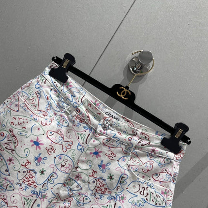CC 25 Print Denim Short Multicolor Cotton